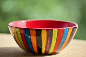 photo of a colorful striped empty bowl